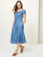 Marks & Spencer Button Front Waisted Midi Dress Chambray