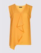 Marks & Spencer Ruffle Front V-neck Blouse Black