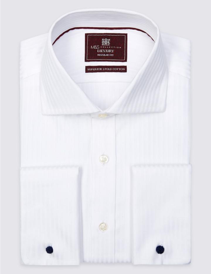 Marks & Spencer Pure Cotton Striped Shirt White/white