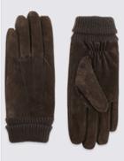 Marks & Spencer Suede Cuff Gloves With Thinsulate&trade; Brown