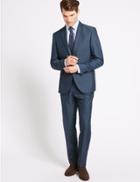 Marks & Spencer Blue Textured Tailored Fit Jacket Denim