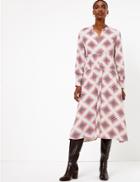 Marks & Spencer Geometric Print Relaxed Midi Dress Ecru Mix