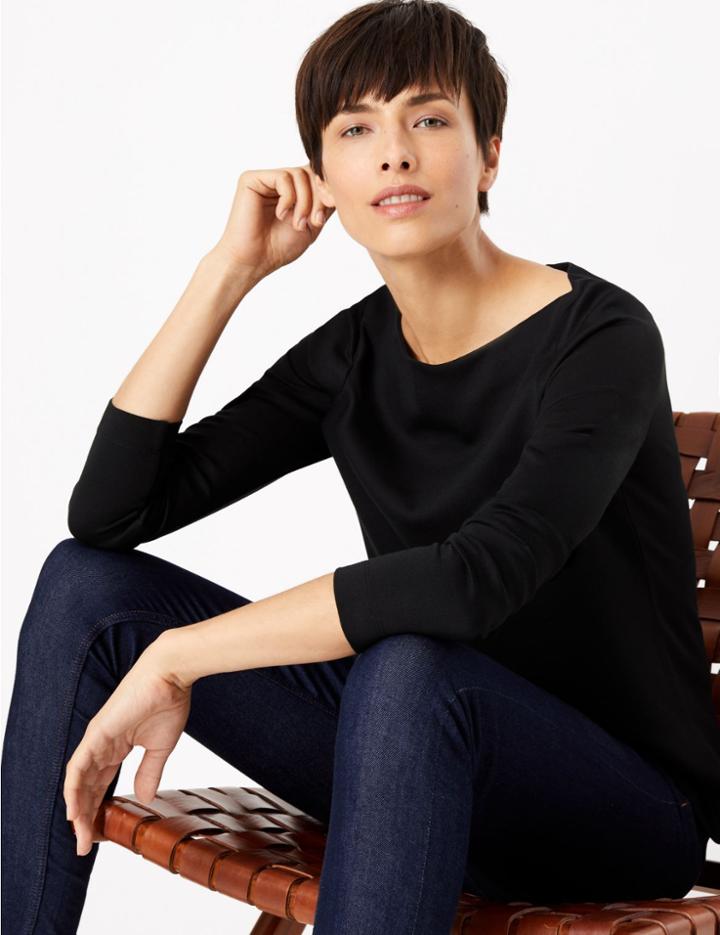 Marks & Spencer Slash Neck Sweatshirt Black