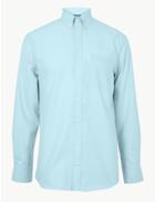 Marks & Spencer Pure Cotton Tailored Fit Oxford Shirt Light Aqua