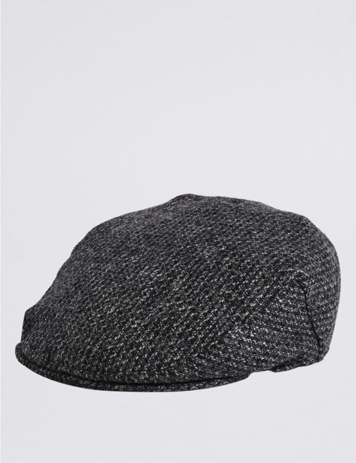 Marks & Spencer Pure Wool Thinsulate&trade; Flat Cap With Stormwear&trade; Charcoal