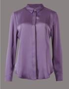 Marks & Spencer Side Split Long Sleeve Shirt Medium Grape
