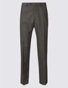 Marks & Spencer Tailored Fit Flat Front Trousers Grey