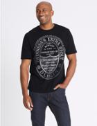 Marks & Spencer Pure Cotton Printed Crew Neck T-shirt Black