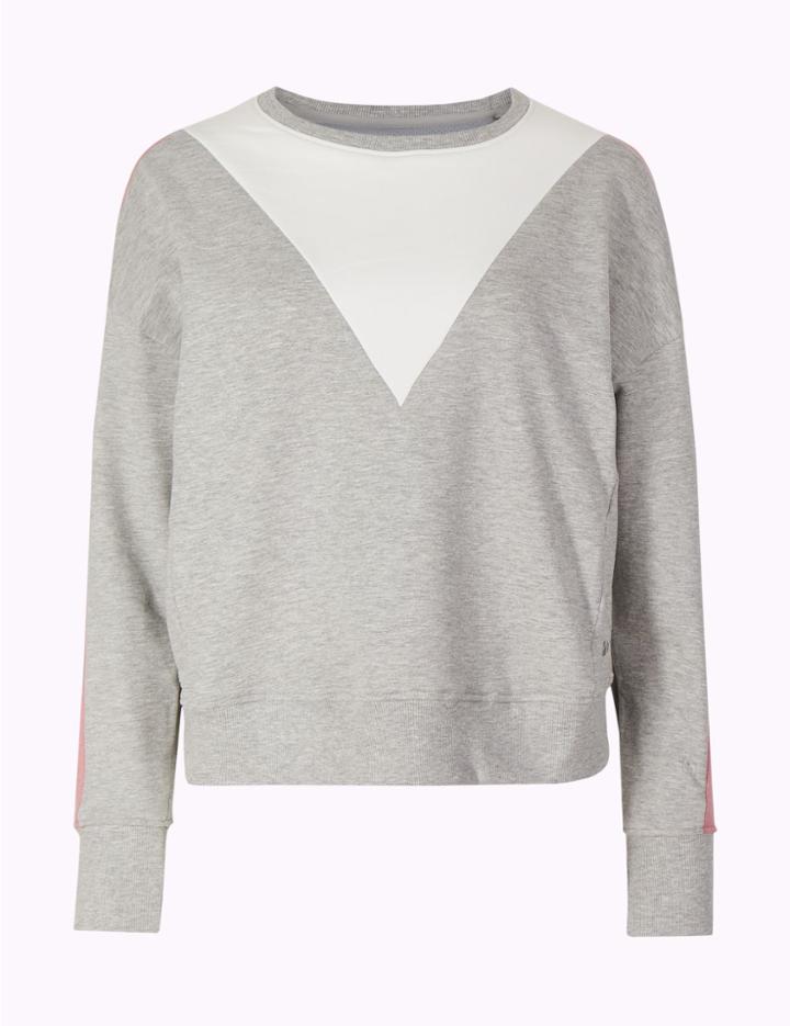 Marks & Spencer Quick Dry Colour Block Sweatshirt Grey Marl