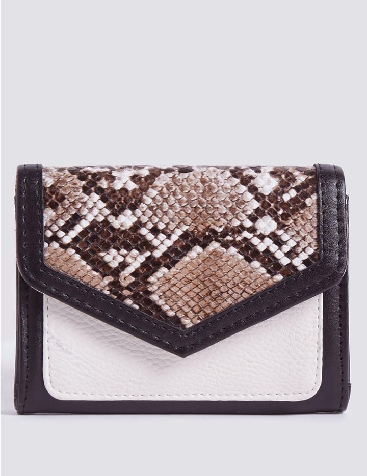 Marks & Spencer Faux Leather Colour Block Purse Black Mix