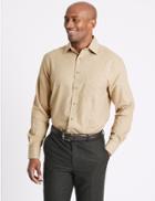 Marks & Spencer Pure Cotton Twill Regular Fit Shirt Neutral