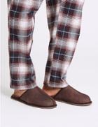 Marks & Spencer Leather Slip-on Mule Slippers Brown