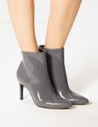 Marks & Spencer Patent Stiletto Heel Ankle Boots Grey