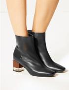 Marks & Spencer Feature Heel Leather Ankle Boots Black
