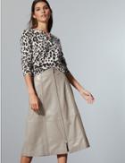 Marks & Spencer Leather A-line Midi Skirt Mushroom