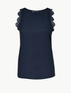 Marks & Spencer Lace Regular Fit Vest Top Navy