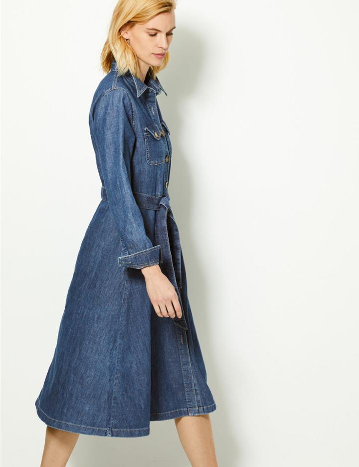 Marks & Spencer Denim Midi Shirt Dress Denim