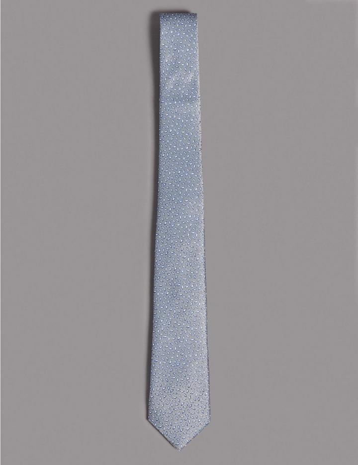 Marks & Spencer Pure Silk Floral Tie Mint Mix