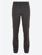 Marks & Spencer Slim Fit Checked Stretch Trousers Brown