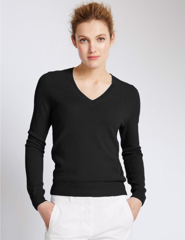 Marks & Spencer Pure Cashmere V-neck Jumper Black