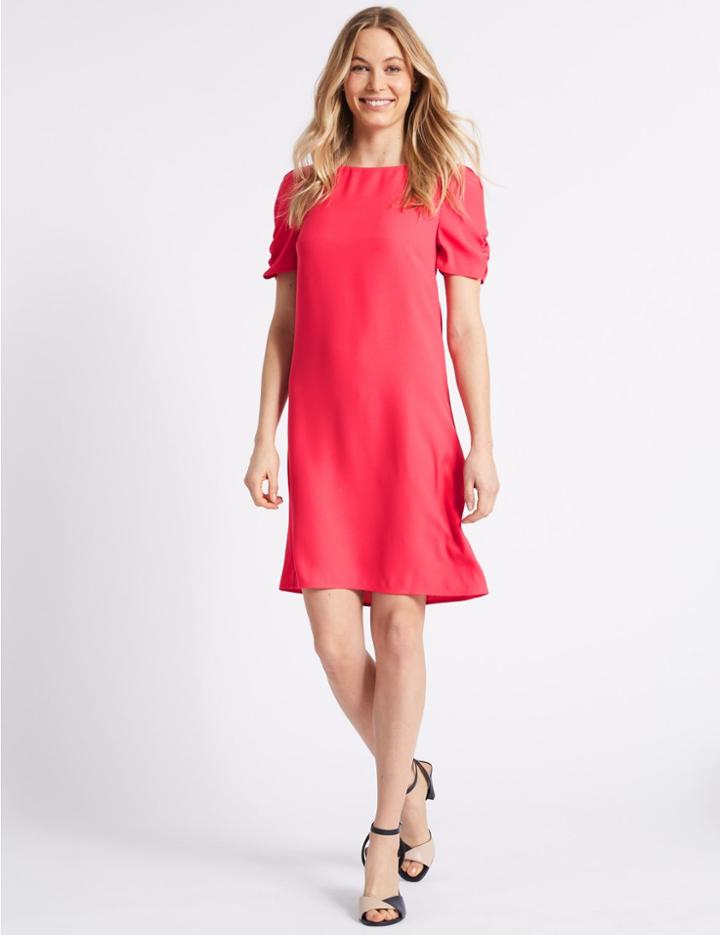 Marks & Spencer Ruched Sleeve Tunic Dress Pink