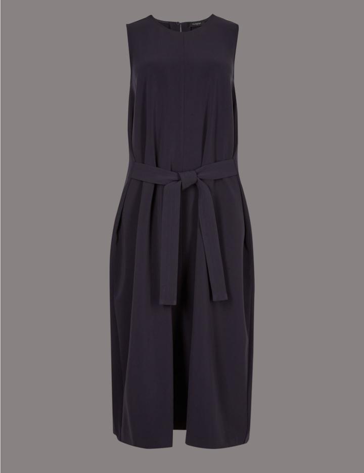 Marks & Spencer Tie Front Tunic Midi Dress Navy