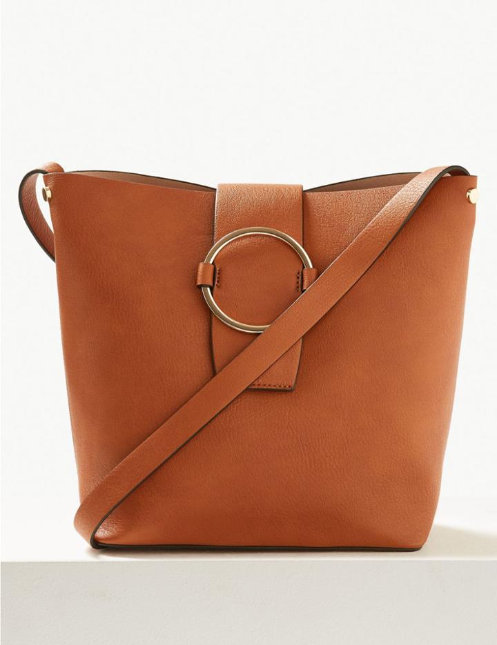 Marks & Spencer Faux Leather Ring Detail Bucket Bag Tan