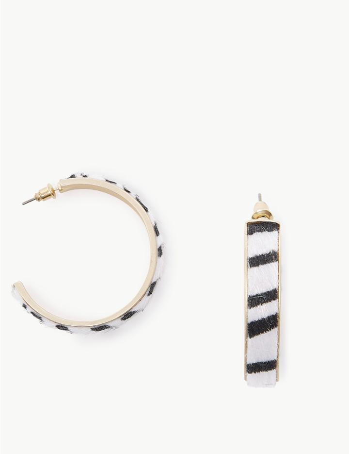 Marks & Spencer Large Textured Hoop Earrings White Mix