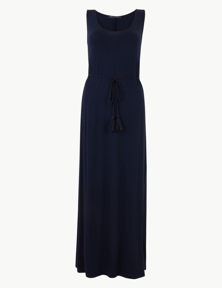 Marks & Spencer Round Neck Jersey Swing Maxi Dress Navy