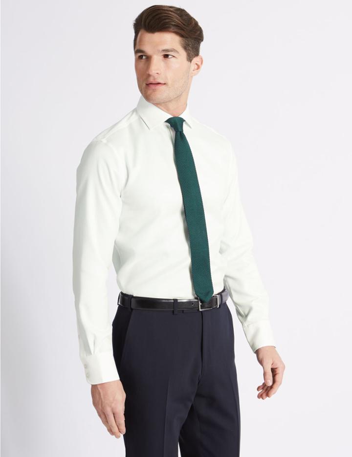 Marks & Spencer Slim Fit Cutaway Collar Single Cuff Shirt White