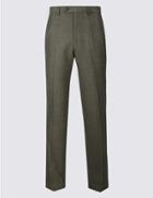 Marks & Spencer Regular Fit Wool Blend Flat Front Trousers Neutral