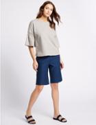 Marks & Spencer Cotton Rich Spotted Shorts Navy Mix