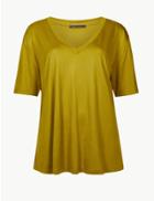Marks & Spencer V-neck Short Sleeve T-shirt Lime