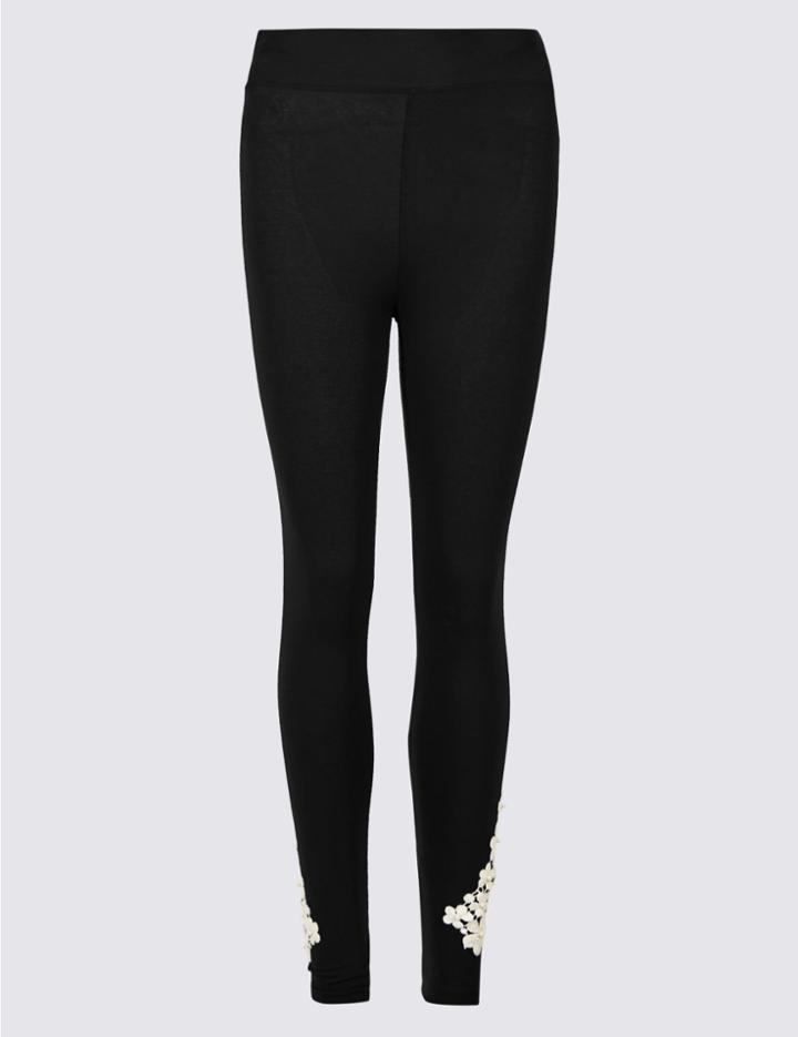 Marks & Spencer Embroidered Leggings Black Mix