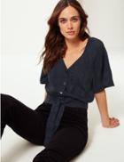 Marks & Spencer V-neck Half Sleeve Blouse Navy