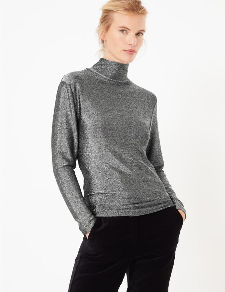Marks & Spencer Metallic Long Sleeve Top Silver