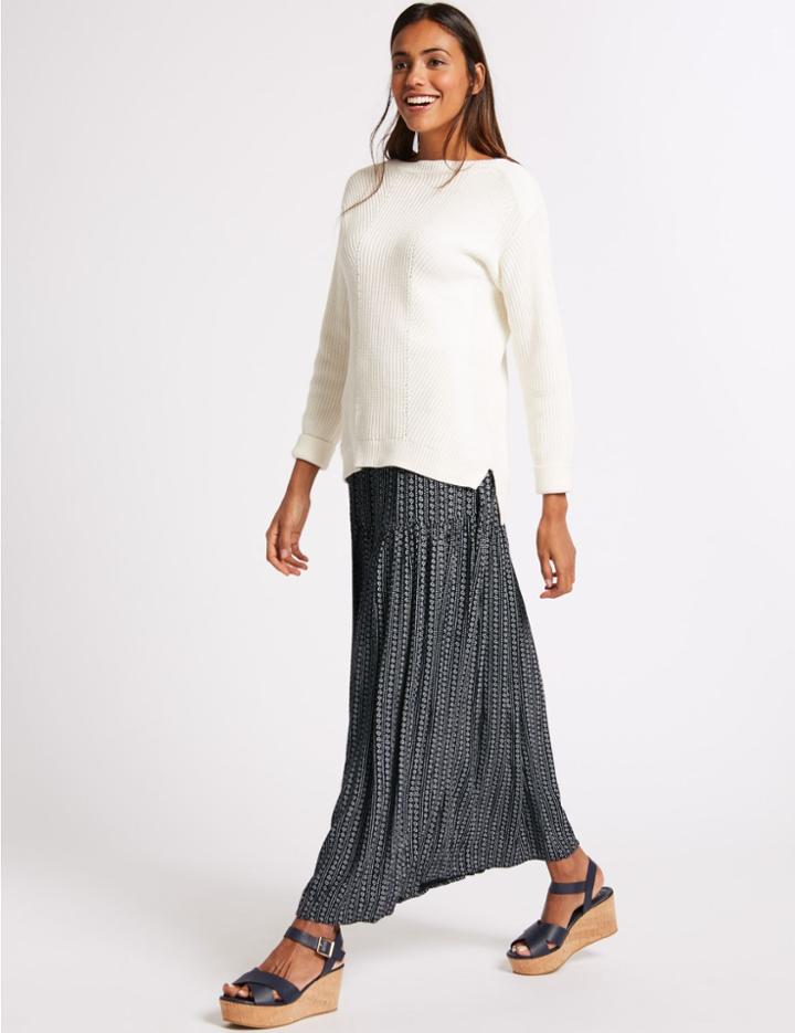 Marks & Spencer Printed Maxi Skirt Navy Mix