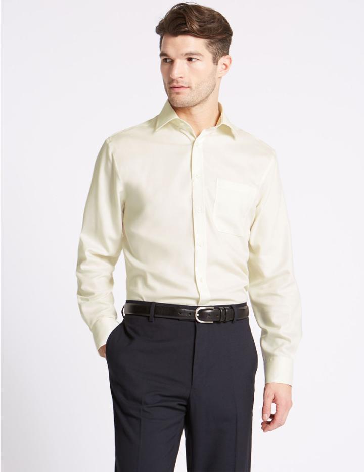 Marks & Spencer Pure Cotton Non-iron Regular Fit Shirt Ivory