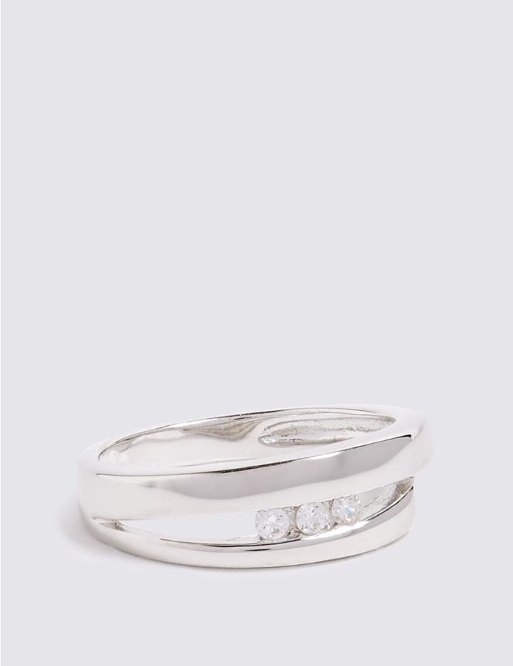 Marks & Spencer Triple Stone Open Ring Silver Mix