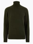 Marks & Spencer Pure Cashmere Roll Neck Jumper Khaki