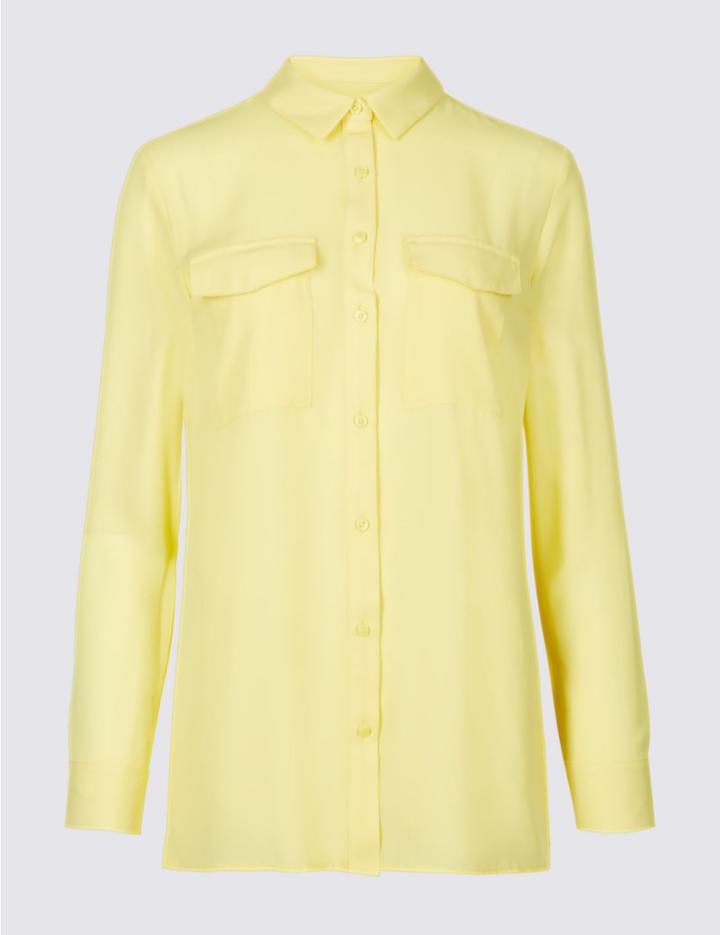 Marks & Spencer Equipment Long Sleeve Shirt Lemon