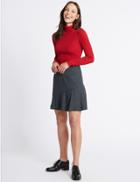 Marks & Spencer Checked Ruffle A-line Mini Skirt Grey Mix