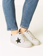 Marks & Spencer Wide Fit Leather Star Trainers White Mix