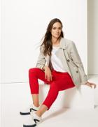 Marks & Spencer Cotton Blend Ankle Grazer Trousers Red
