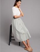Marks & Spencer Linen Blend Textured A-line Midi Skirt Grey