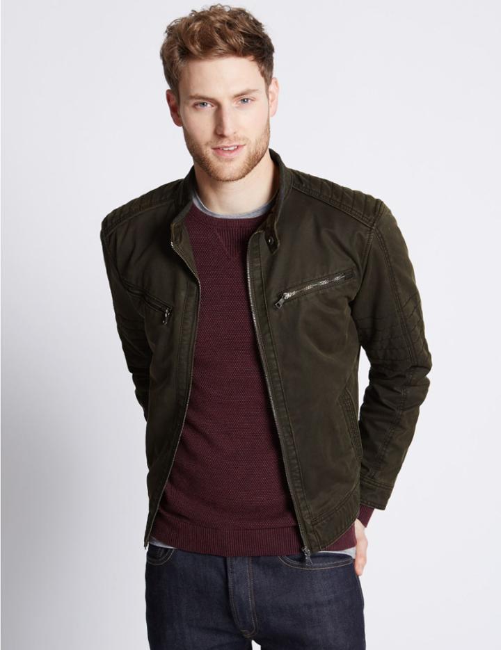 Marks & Spencer Pigment Biker Jacket Brown