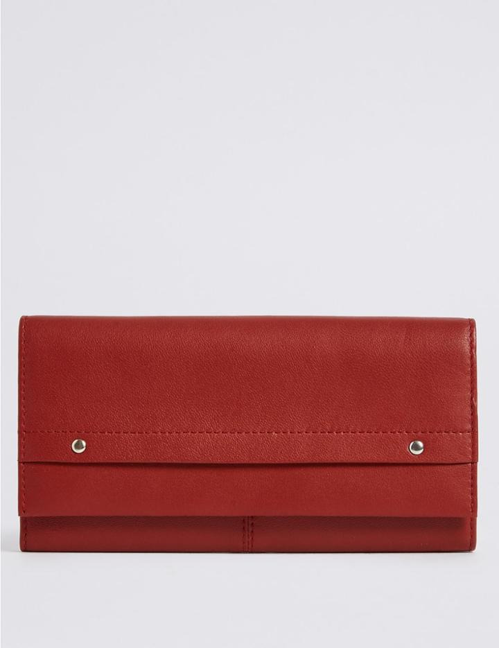 Marks & Spencer Leather Grainy Purse With Cardsafe&trade; Red