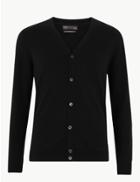 Marks & Spencer Cotton V-neck Cardigan Black