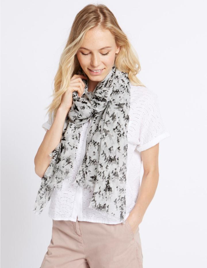 Marks & Spencer Conversational Print Scarf White Mix