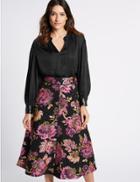Marks & Spencer Satin Notch Neck Sequin Cuff Blouse Black
